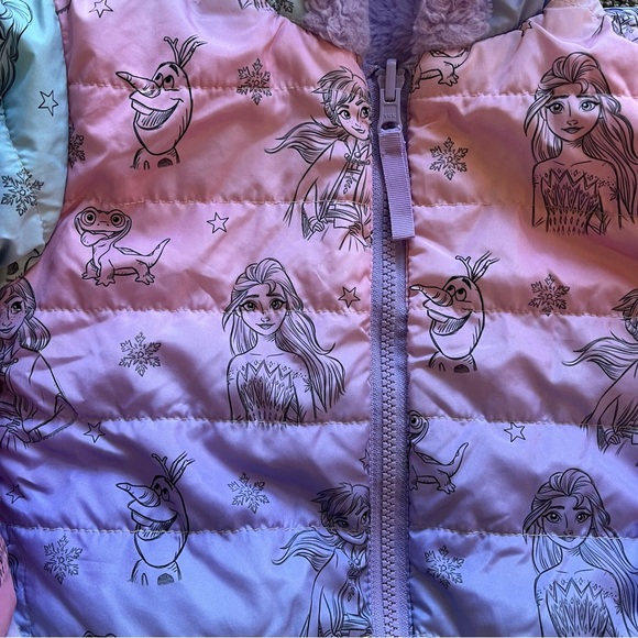 Disney Frozen Girls Snow Jacket 2 in 1 Reversible Winter Fleece Kids 3T - Picture 5 of 8